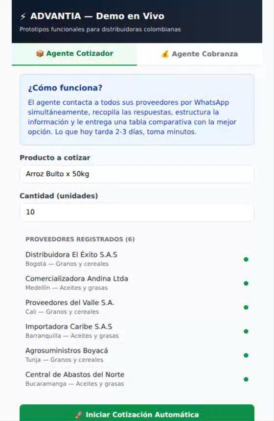 Agente de IA cotizando por WhatsApp y devolviendo una tabla comparativa de proveedores
